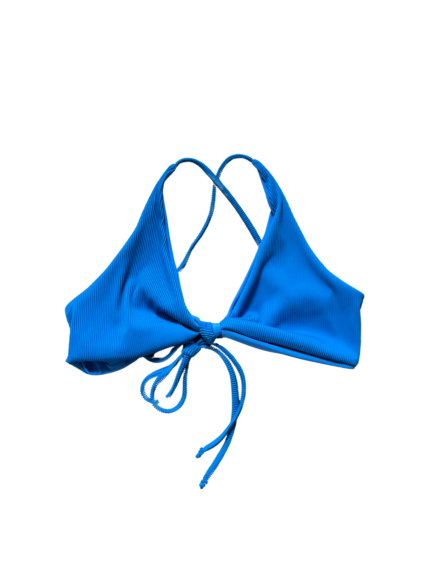 Blue Ribbed Callie Knotted Top