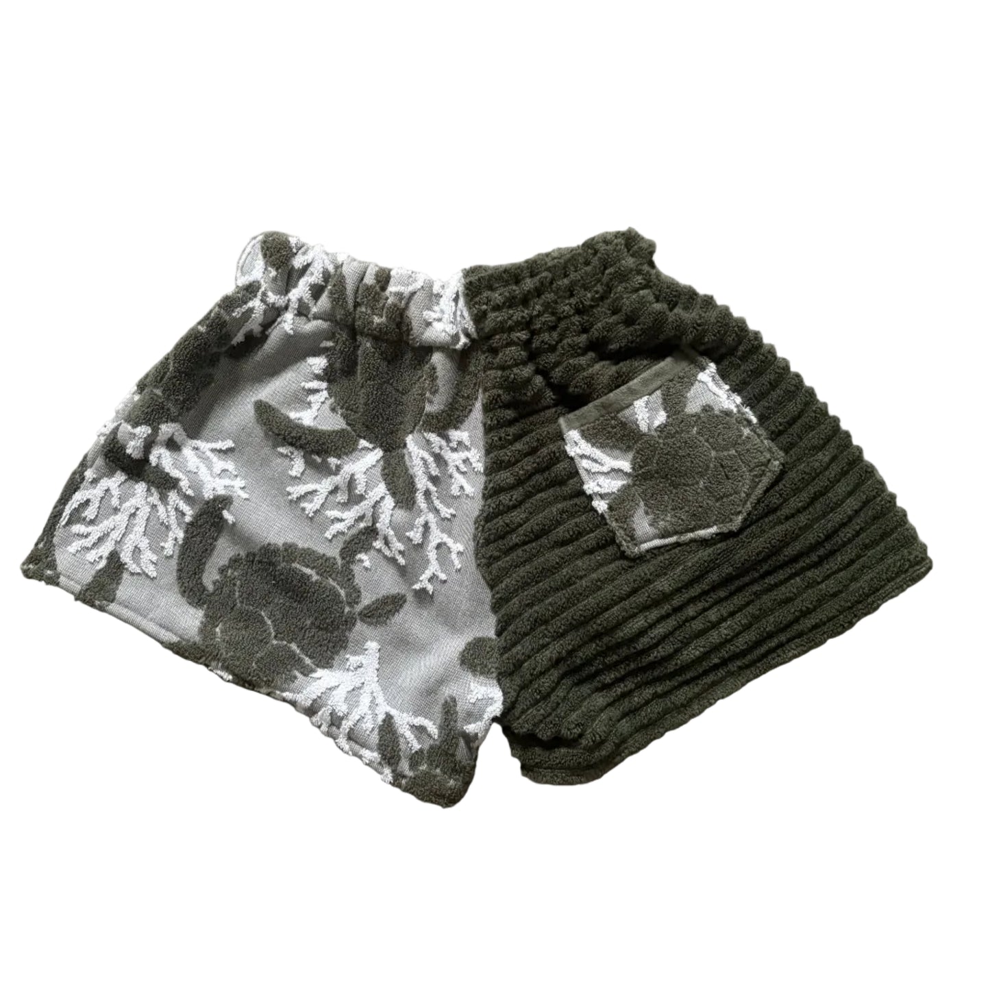 Turtle Print Towel Shorts - SMALL