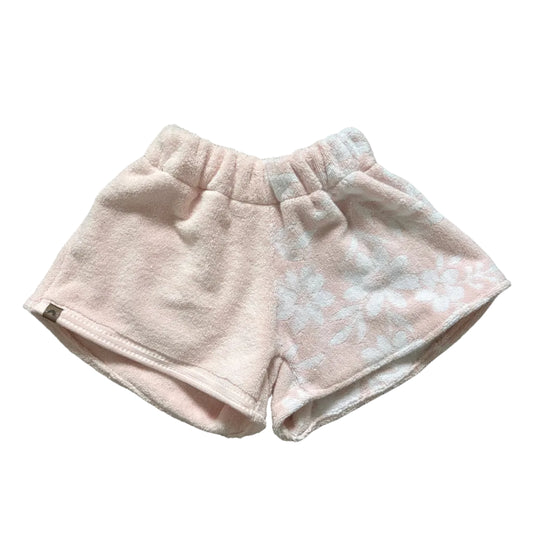 Baby Pink Floral Towel Shorts - SMALL