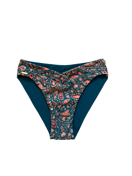 Paisley+teal Charlie Criss Cross Bottoms/Small/Full Coverage - READY TO GO