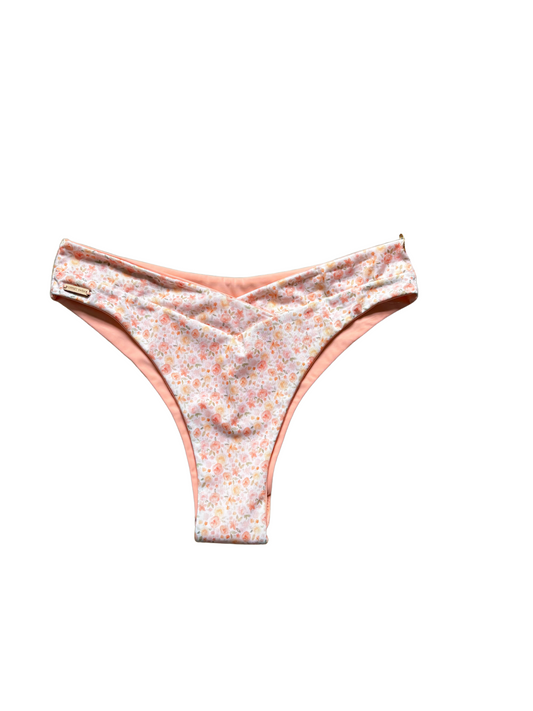 Floral+Coral Charlie Criss Cross Bottoms/Large/Cheeky Coverage - READY TO SHIP